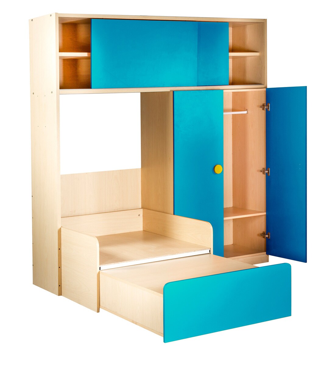 Buy Optima Storage Sofa Cum Bed Unit in Sky Blue by Yipi Online Online