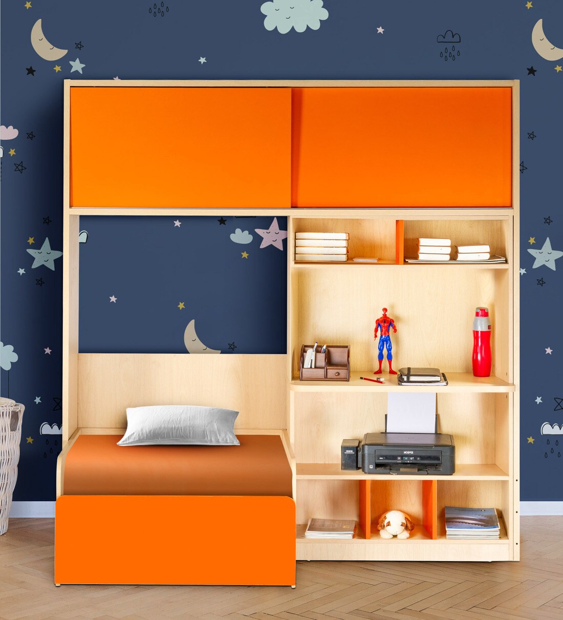 Buy Optima Study Bed Unit in Orange by Yipi Online Online Kids Beds