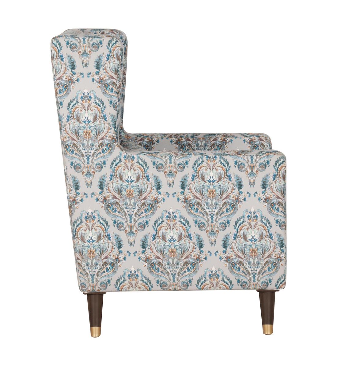Buy Opulence Fabric Wing Chair in Grey & Multicolour Colour by Trevi Furniture Online Wing