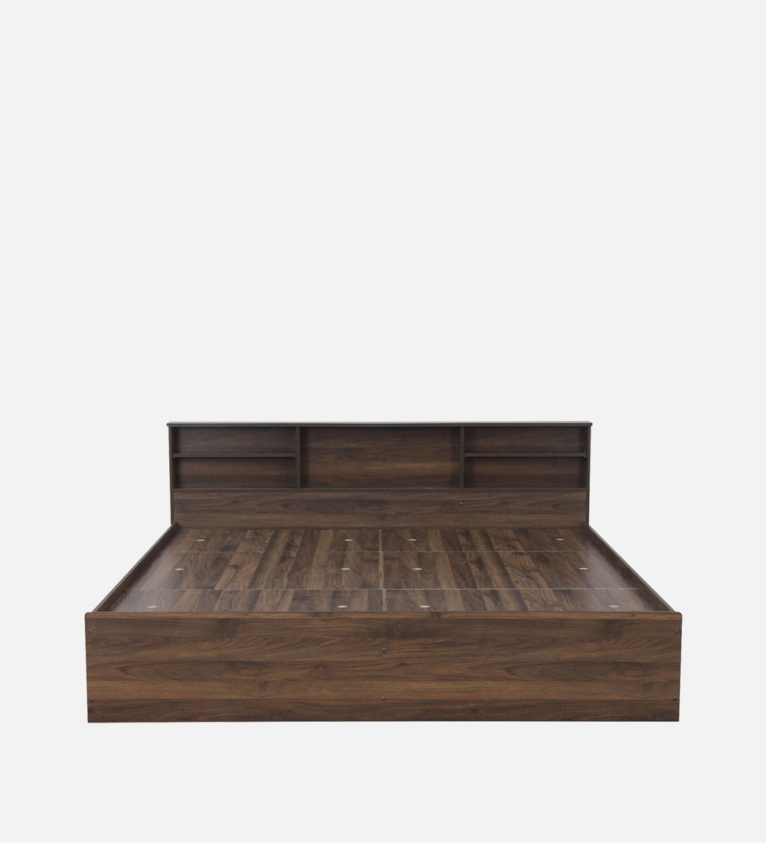 Buy Opus King Size Bed in Walnut Finish with Box Storage By Mintwud