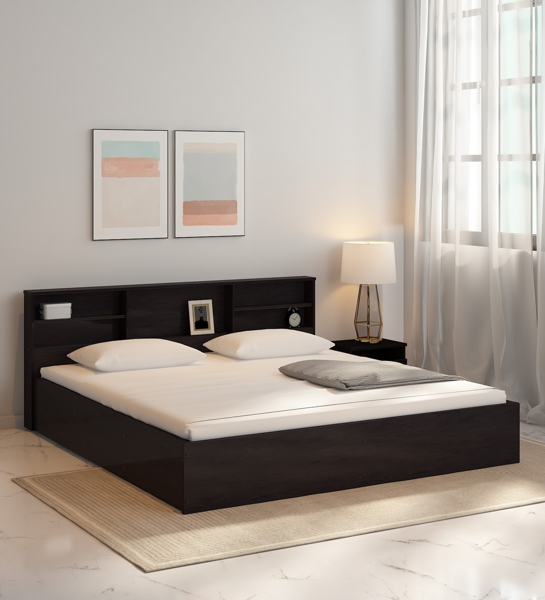 Buy Opus King Size Bed in Wenge Finish with Box Storage at 29 OFF by