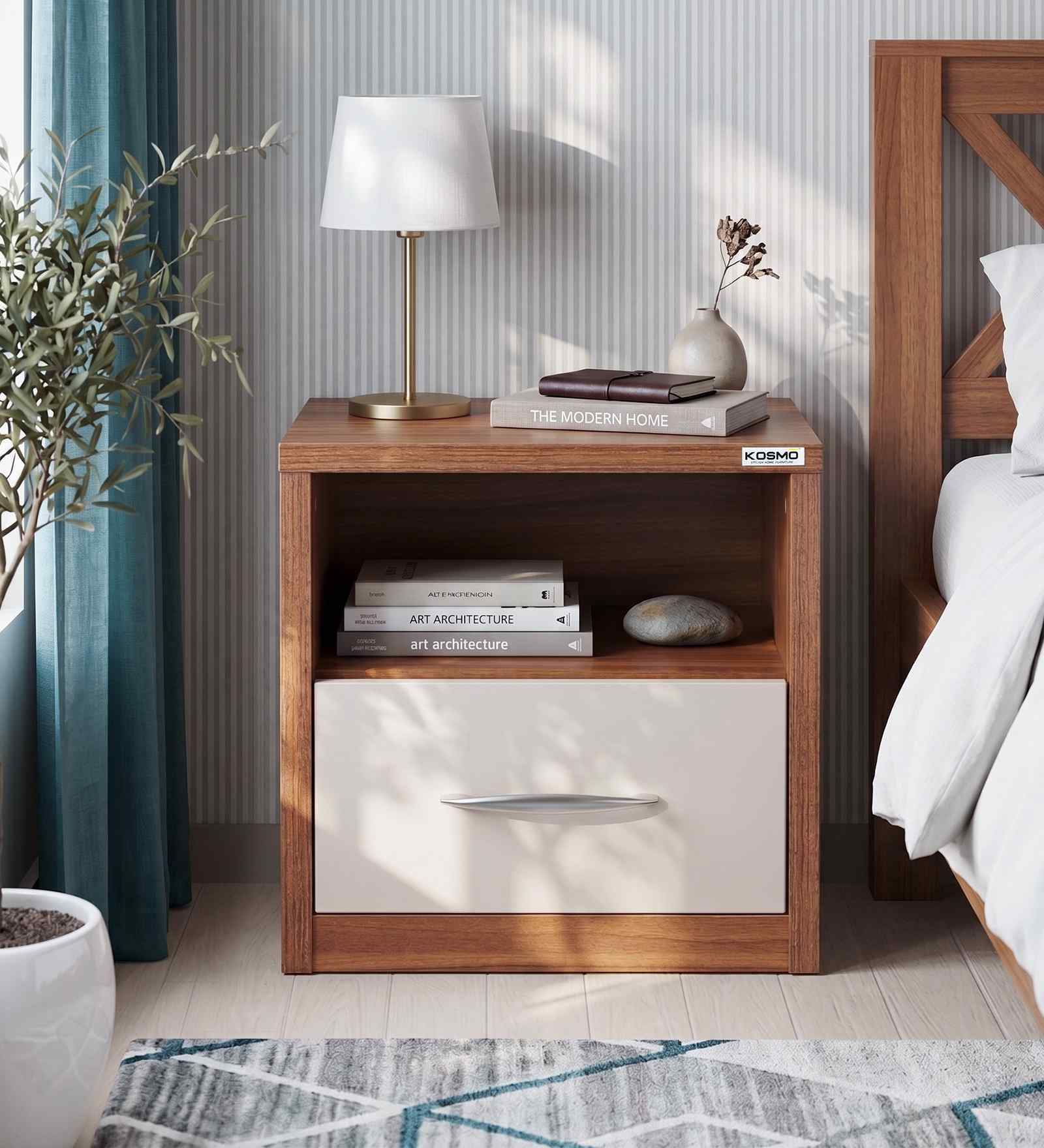 Opal Bedside Table In Ceramic High Gloss Finish With Drawer