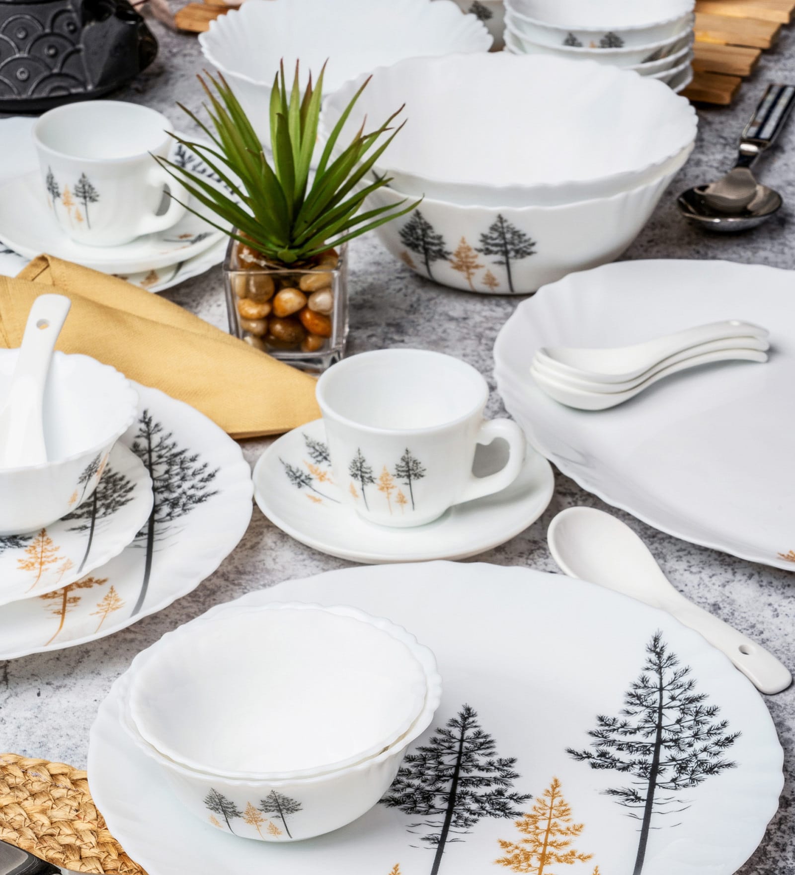 Opal Glass 46pcs Dinner Set