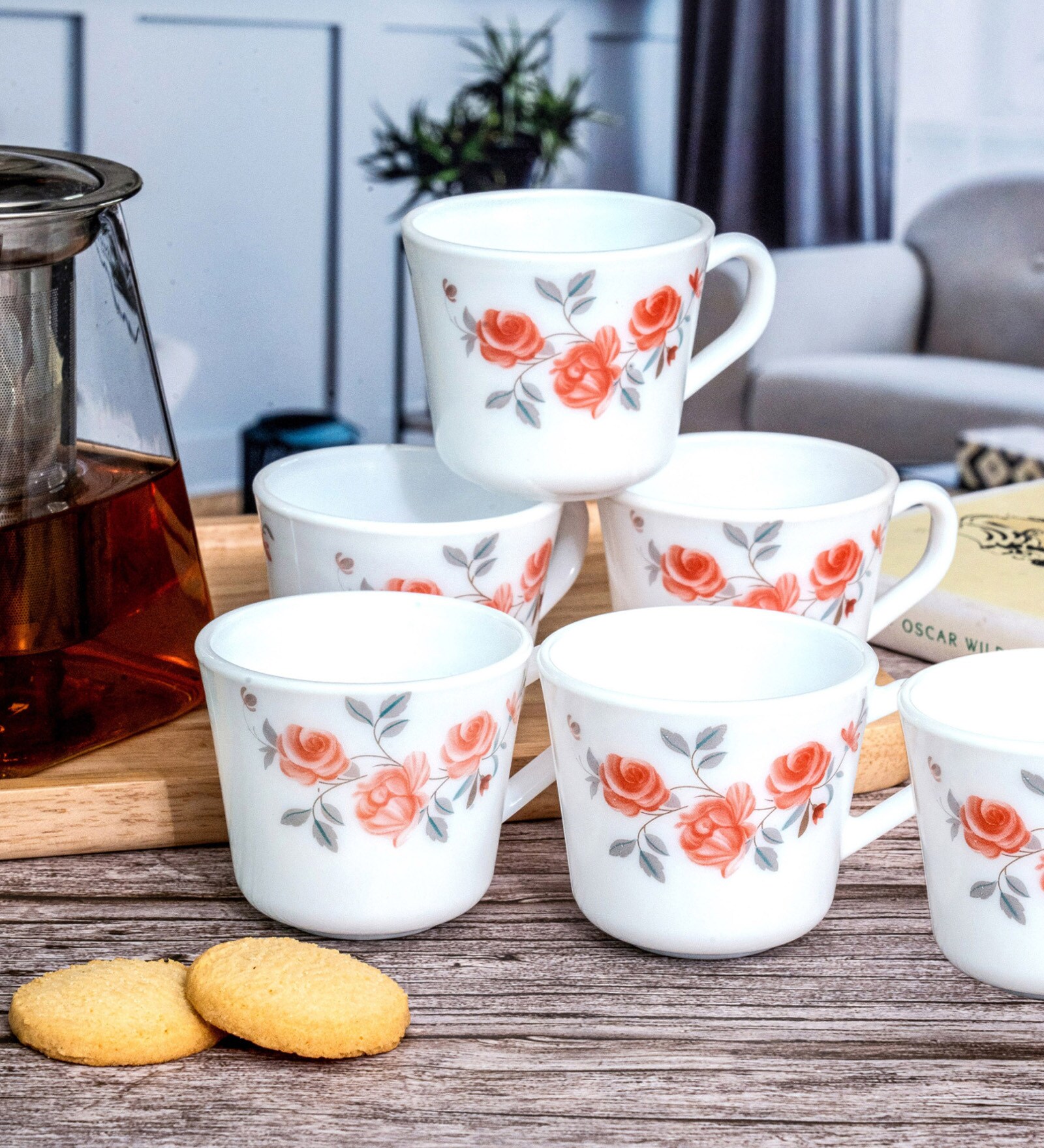 Opal Glass 6pcs Tea/Coffee Mug Set