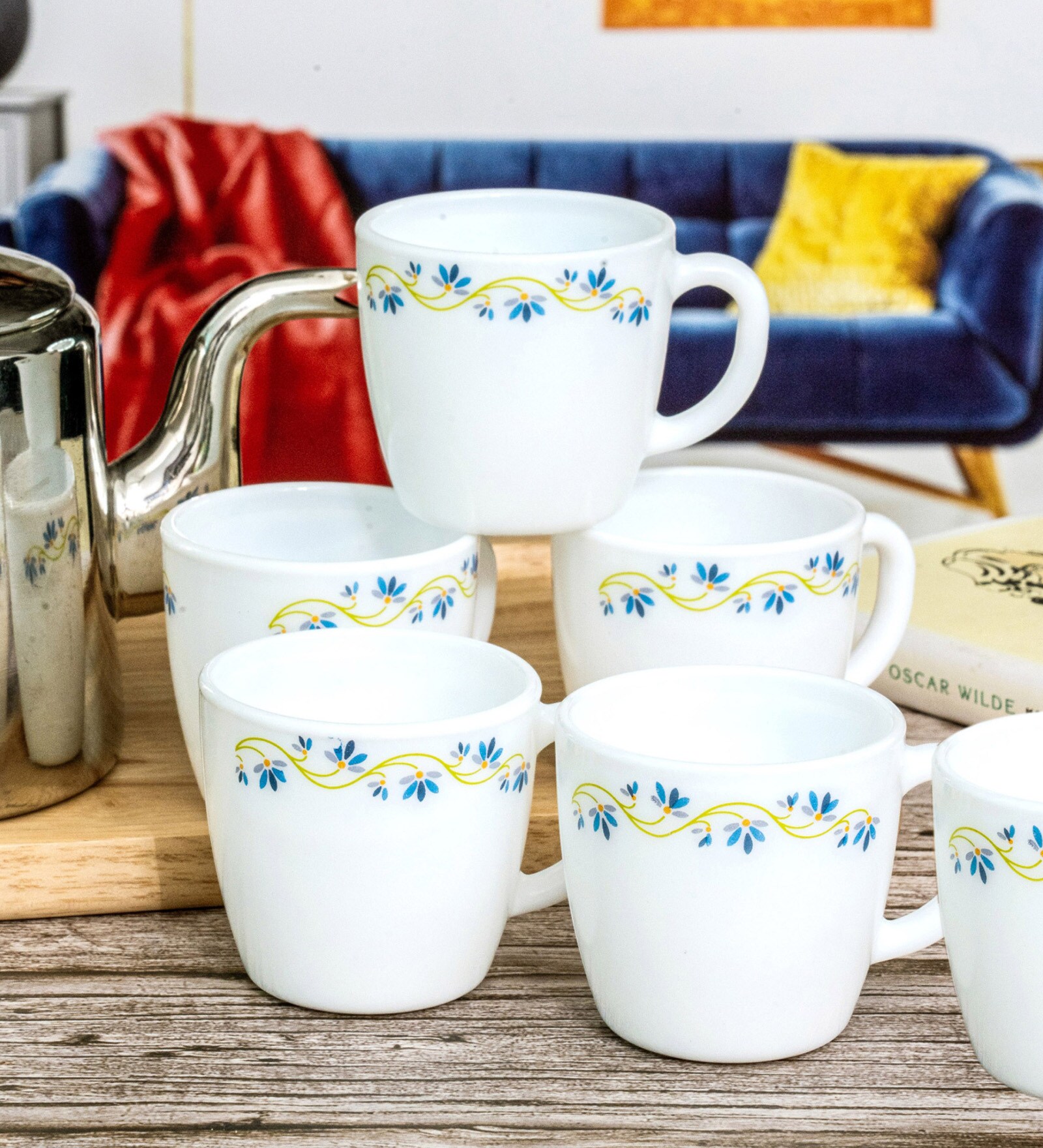 Opal Glass 6pcs Tea/Coffee Mug Set