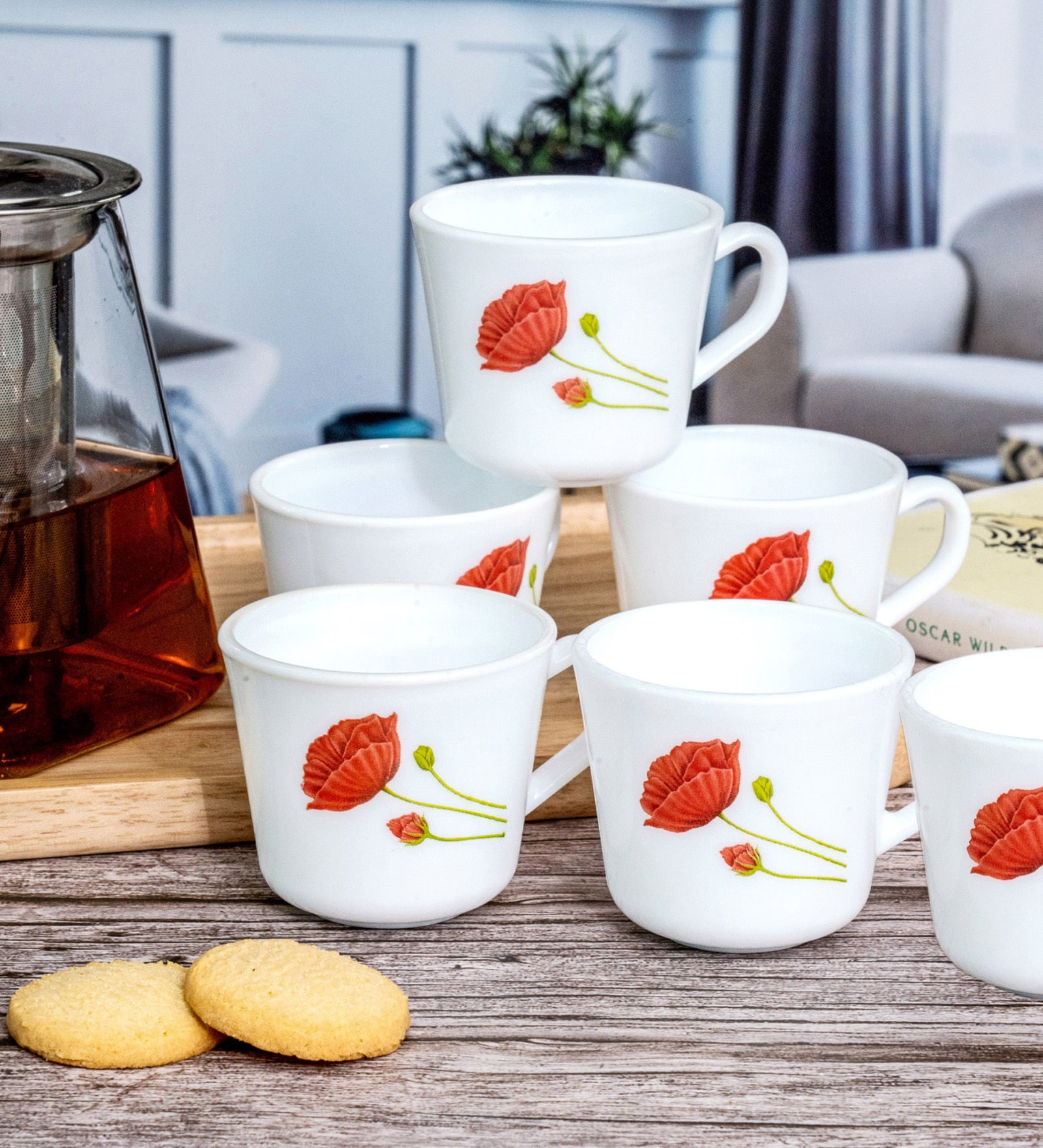 Opal Glass 6pcs Tea/Coffee Mug Set