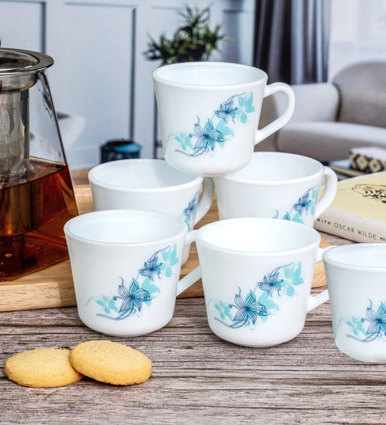 Opal Glass 6pcs Tea/Coffee Mug Set