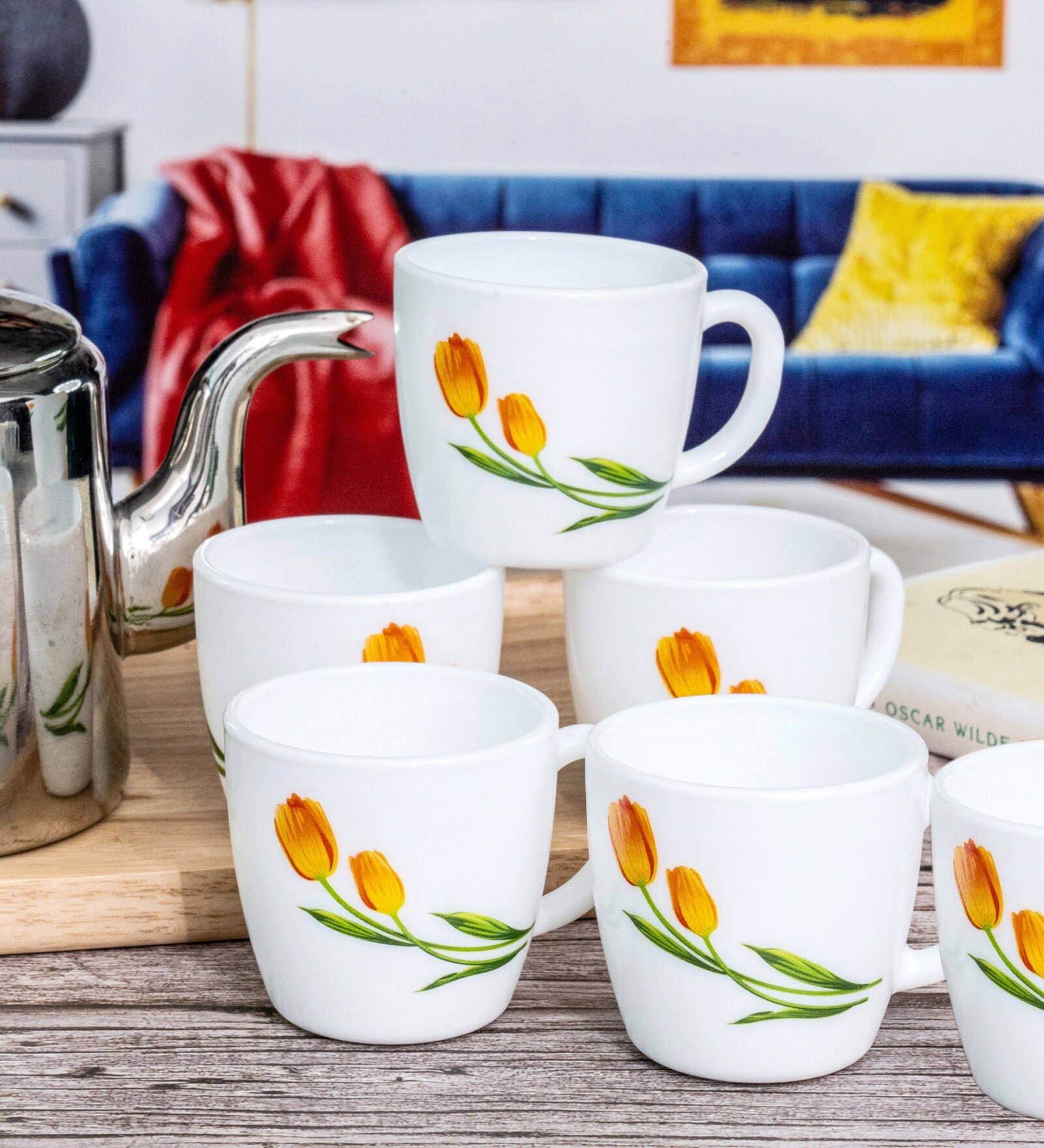 Opal Glass 6pcs Tea/Coffee Mug Set