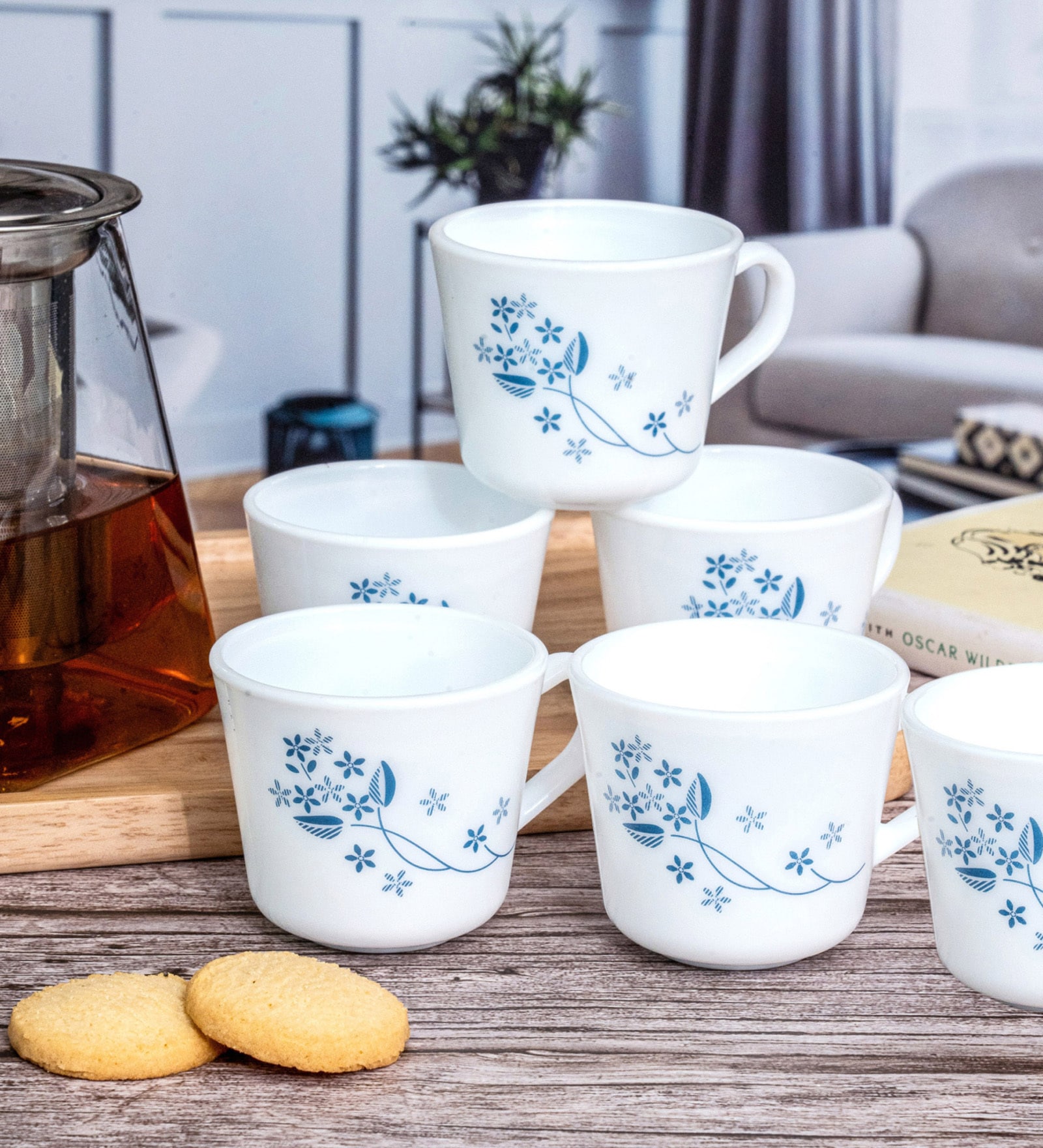 Opal Glass 6pcs Tea/Coffee Mug Set