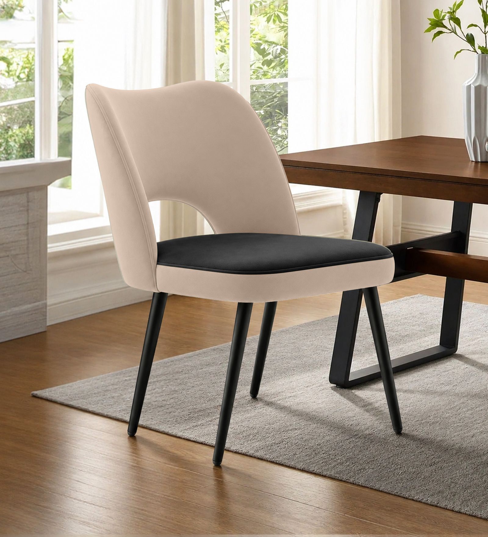 Opal Modern Dining Chair In Beige Colour