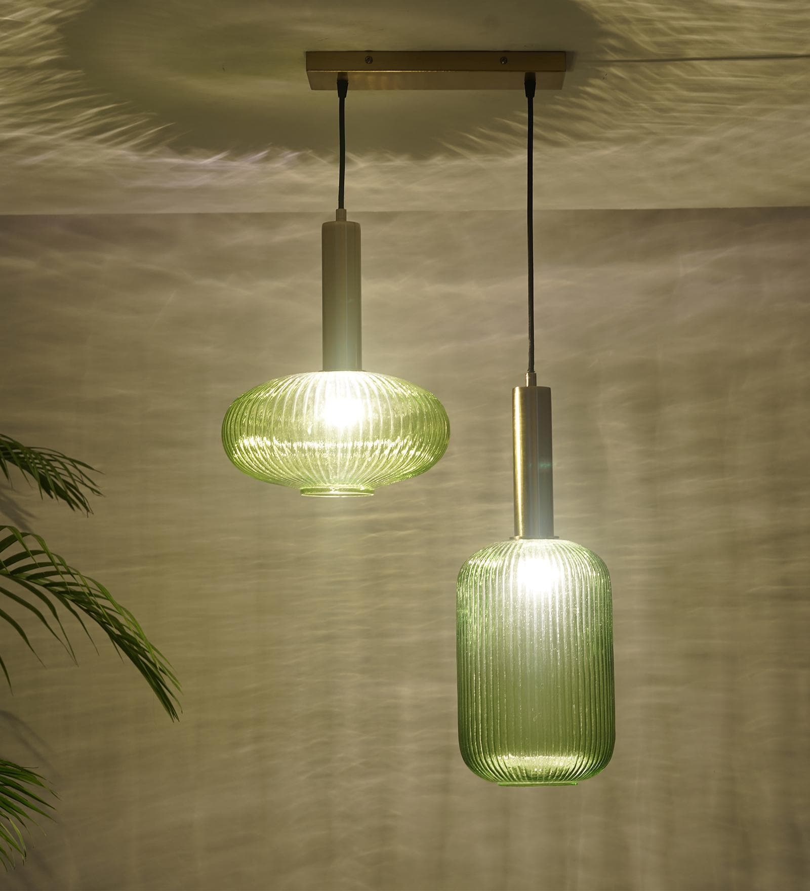 Opaline Glass & Metal Linear Ceiling Pendant (Blue Lustre)