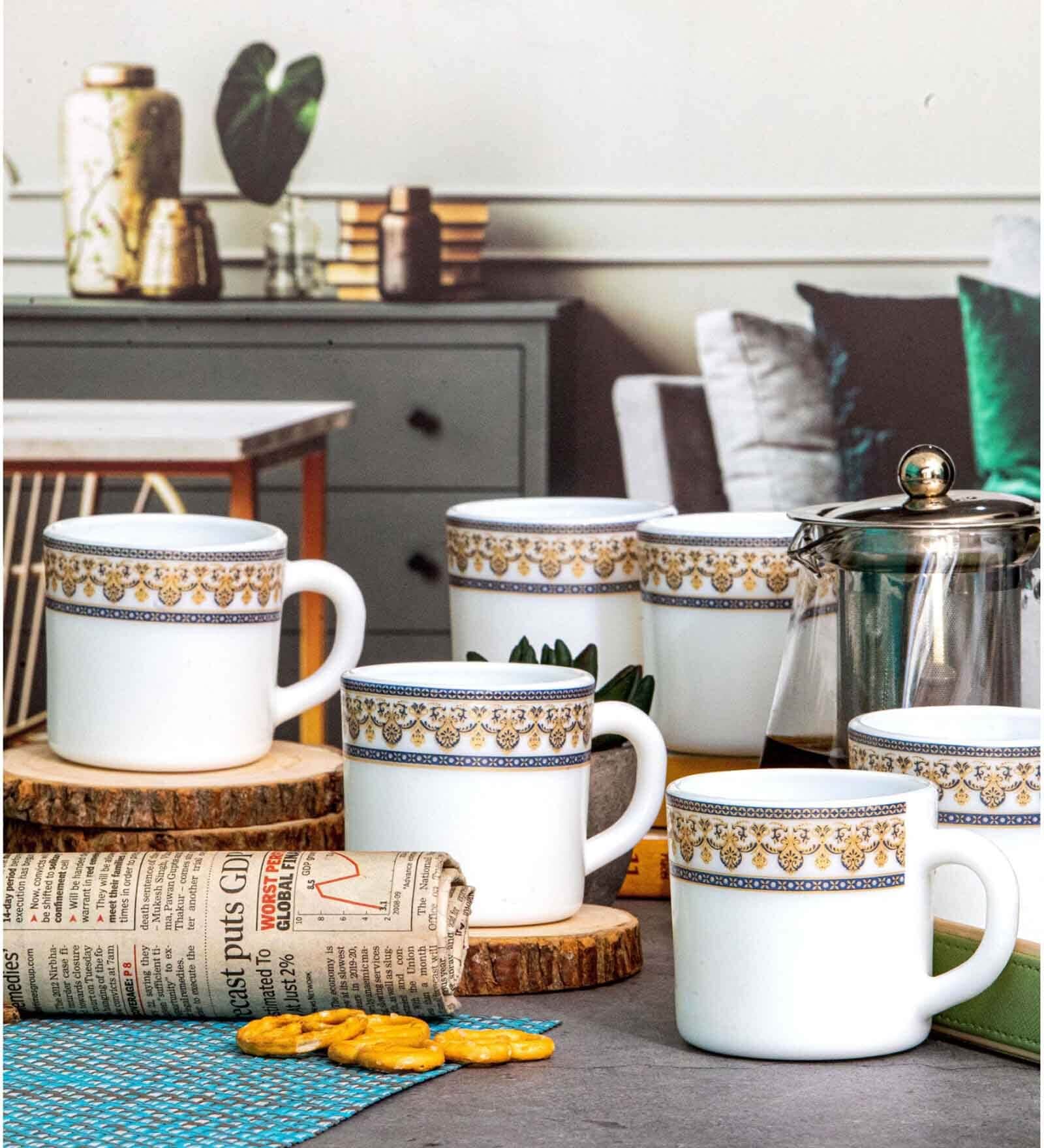 Opalware Solitaire Tea/Coffee Mug (Set of 12pcs)