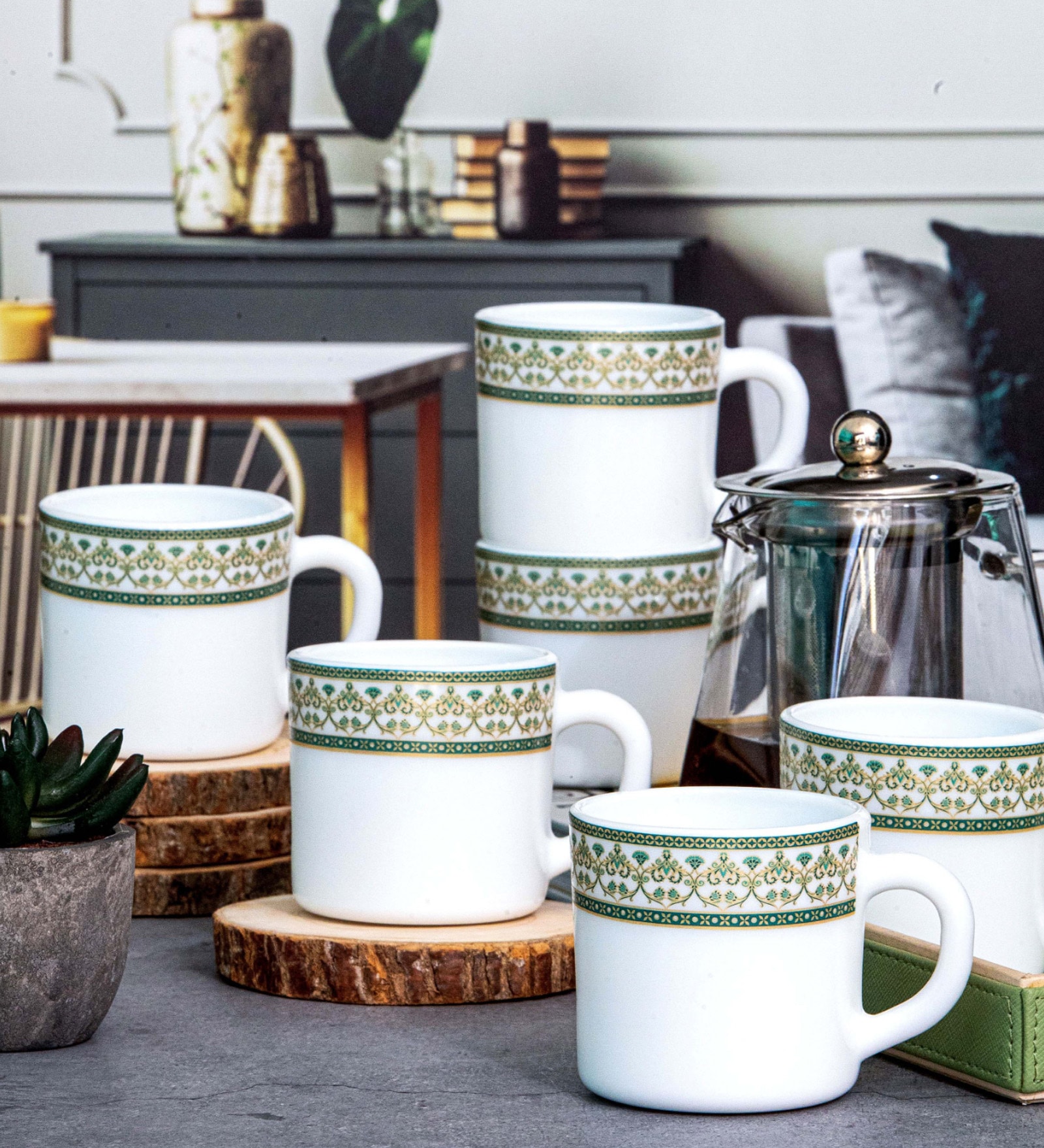 Opalware Solitaire Tea/Coffee Mug (Set of 12pcs)