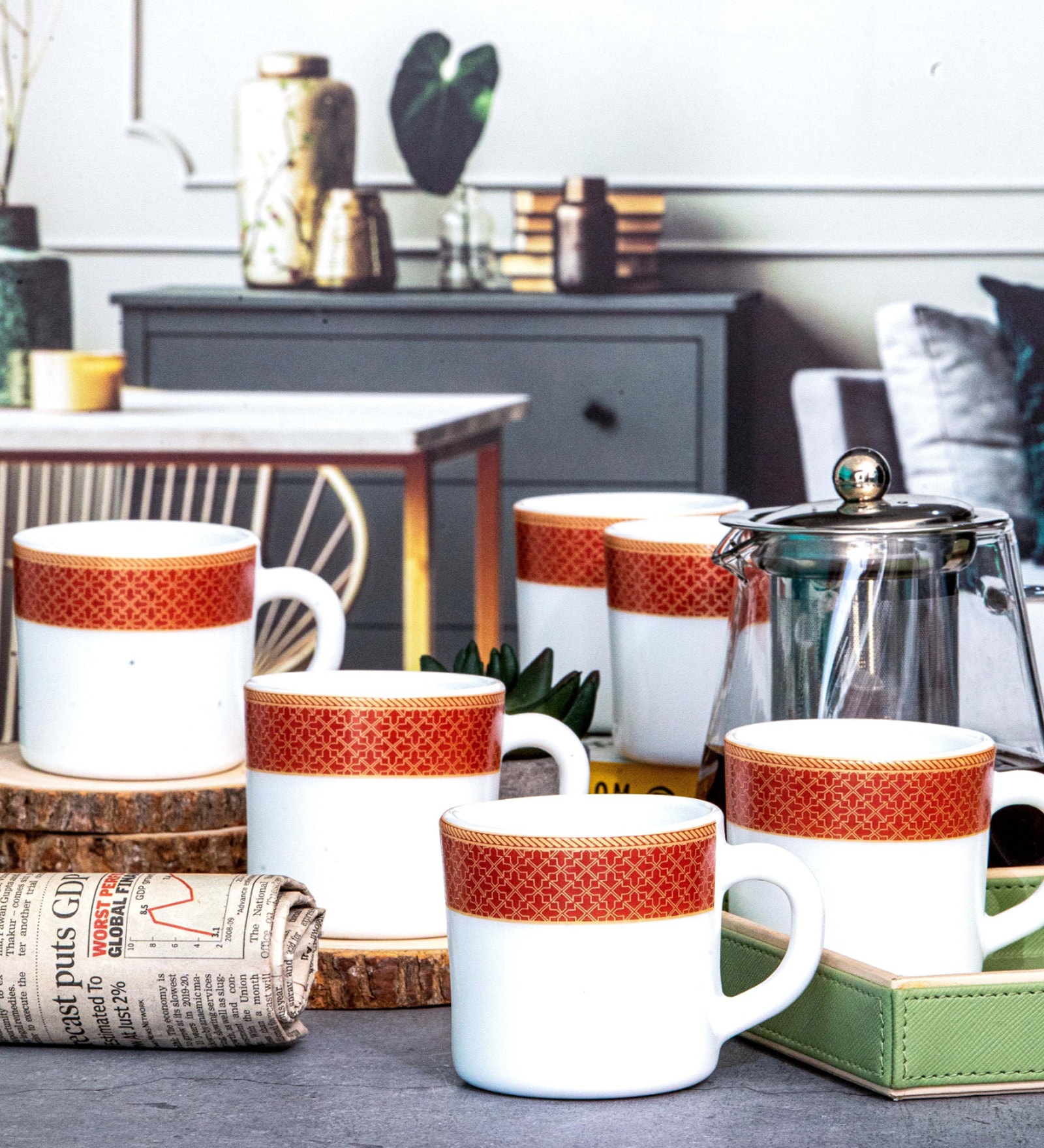 Opalware Solitaire Tea/Coffee Mug (Set of 6pcs)