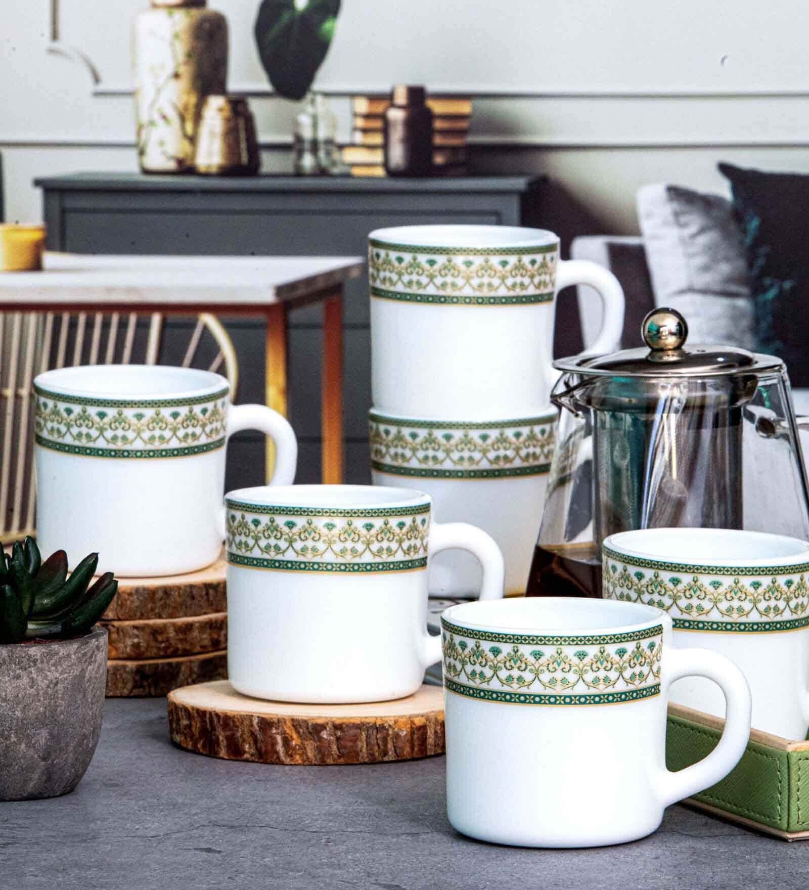 Opalware Solitaire Tea/Coffee Mug (Set of 6pcs)