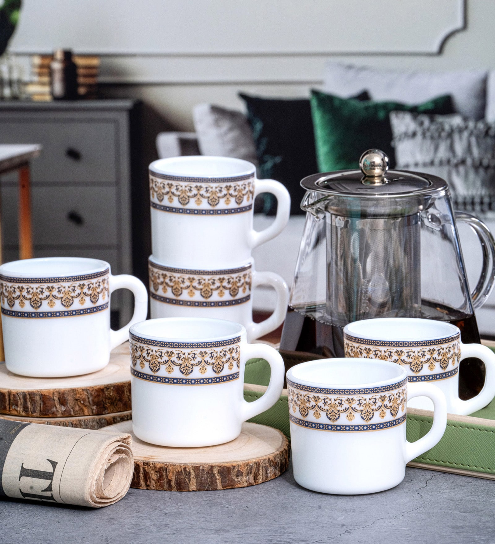 Opalware Tea/Coffee Mug Set of 12pcs