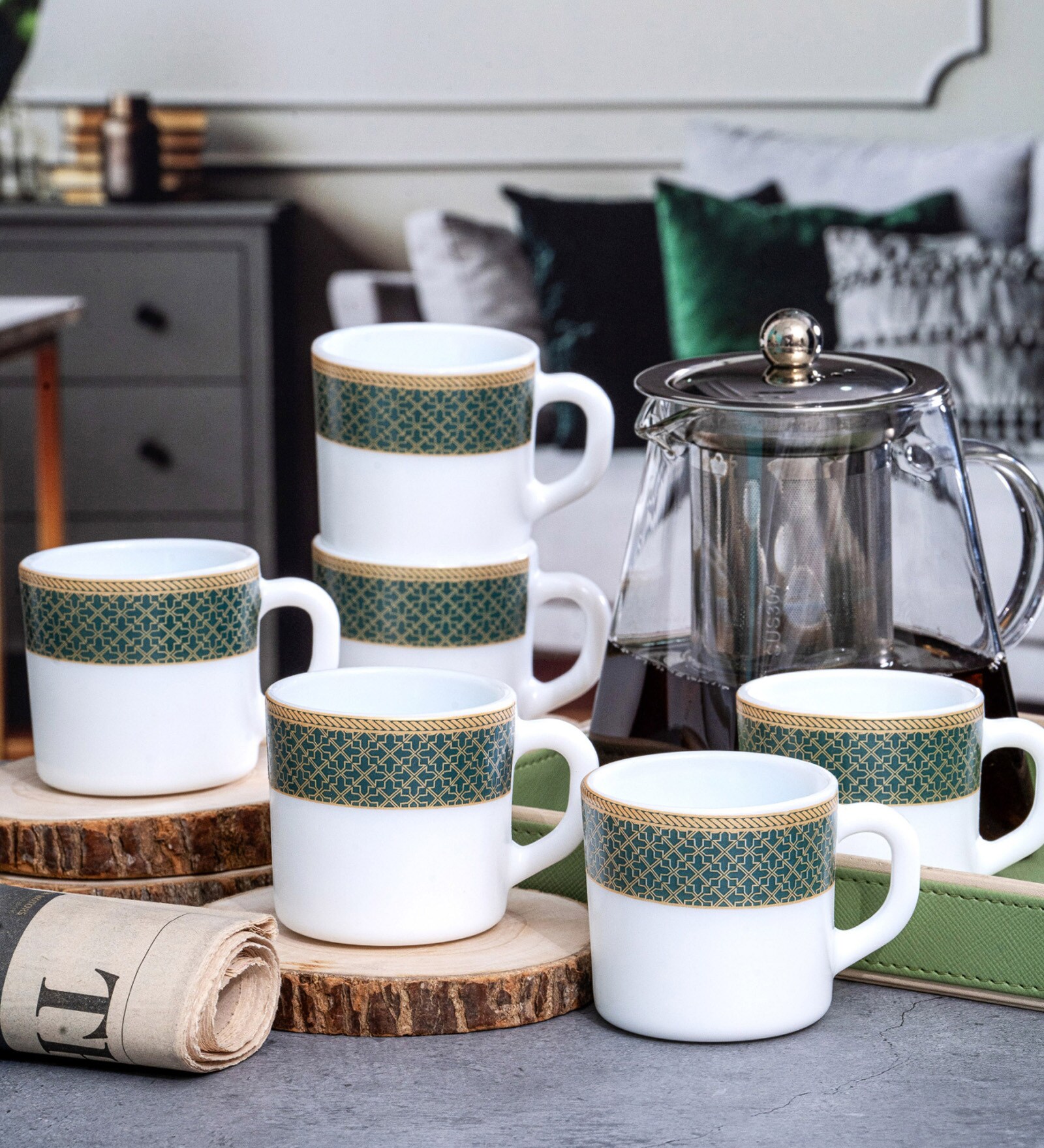 Opalware Tea/Coffee Mug Set of 12pcs