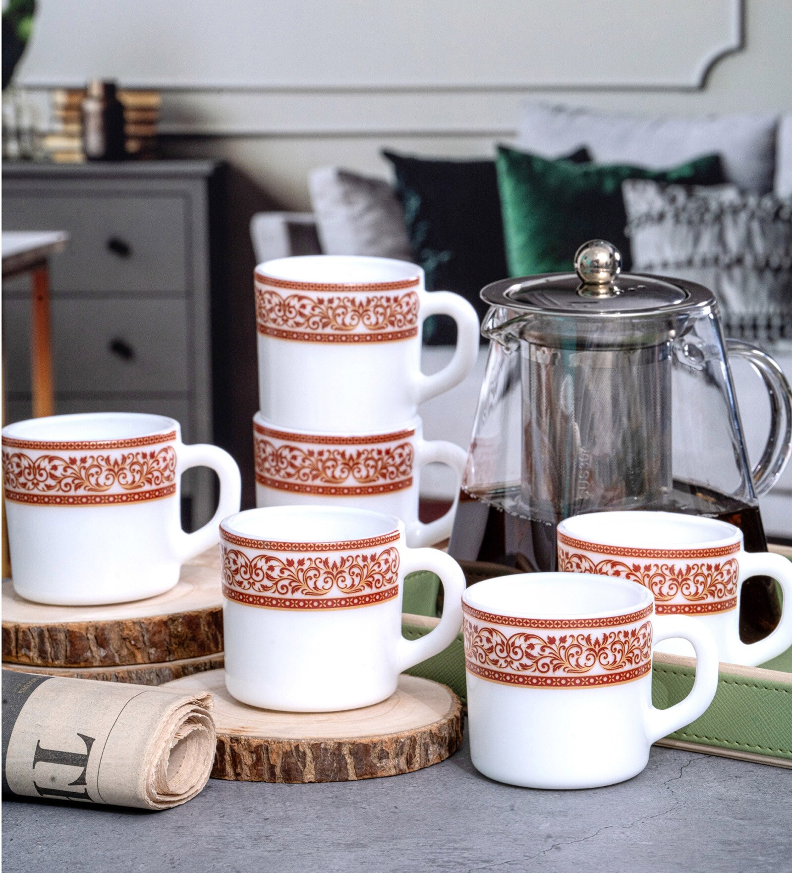 Opalware Tea/Coffee Mug Set of 12pcs