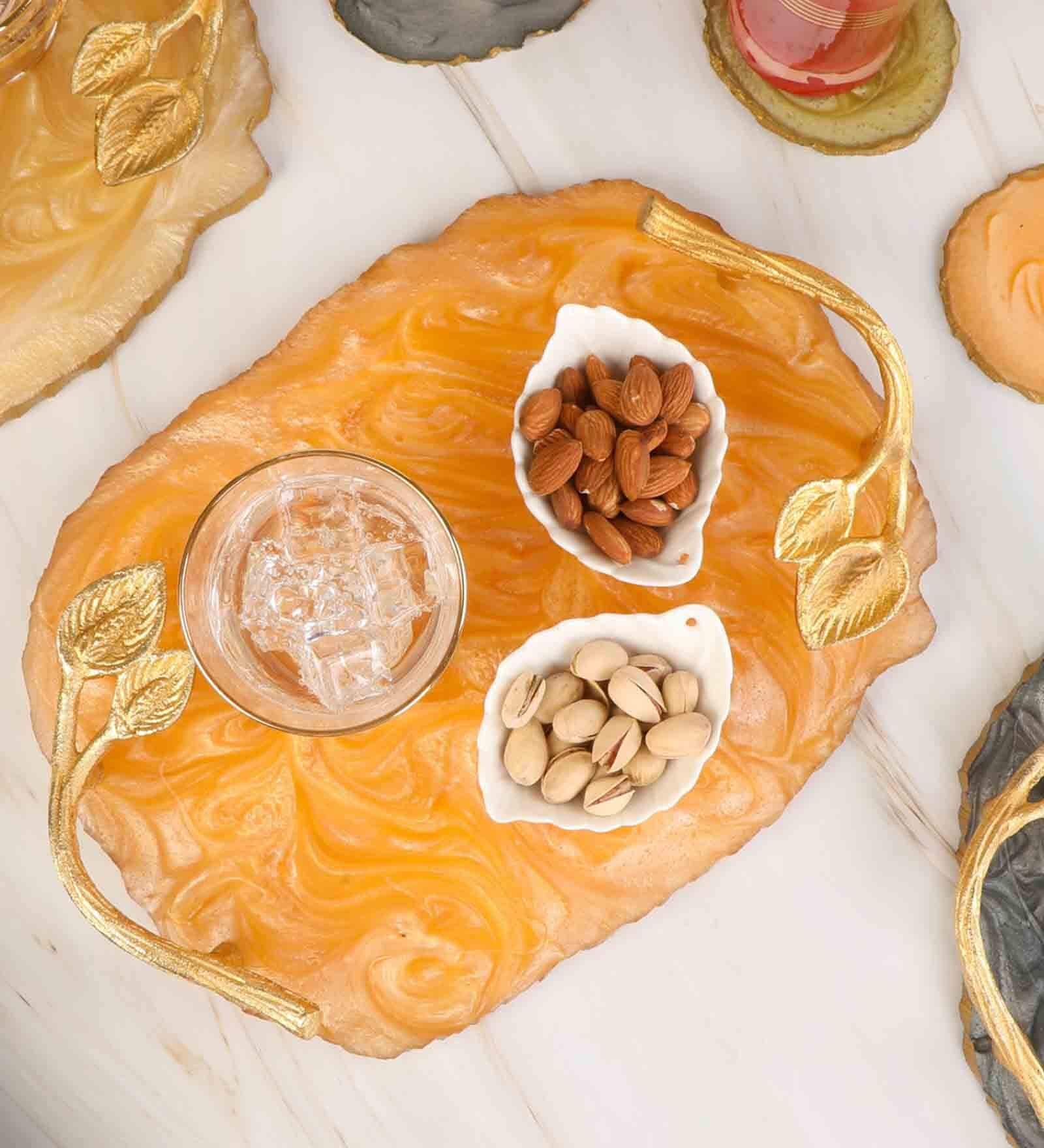 Opoxy Peach & Gold Opoxy Rectangle Serving Trays