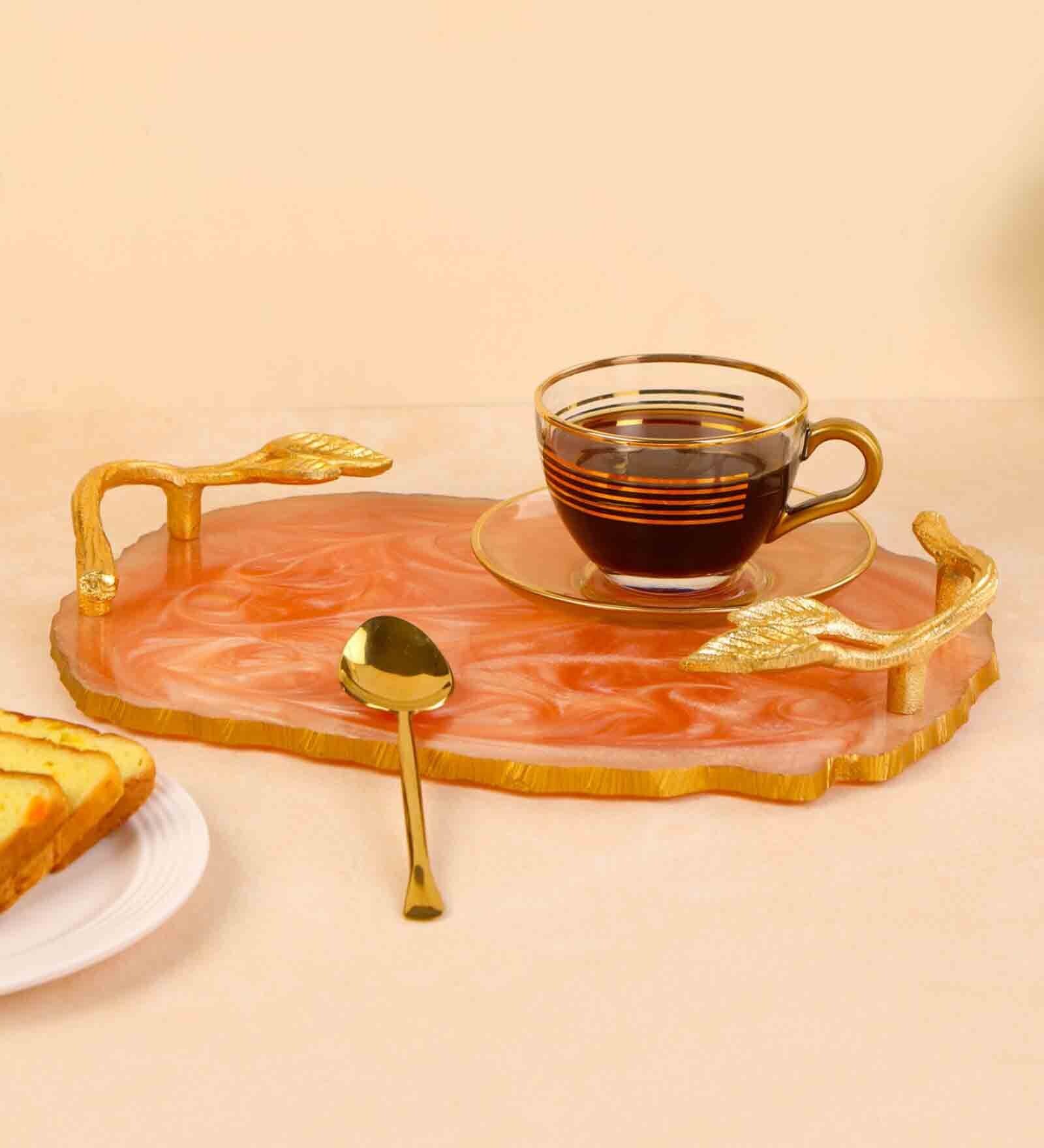 Opoxy Pink & Gold Opoxy Rectangle Serving Trays