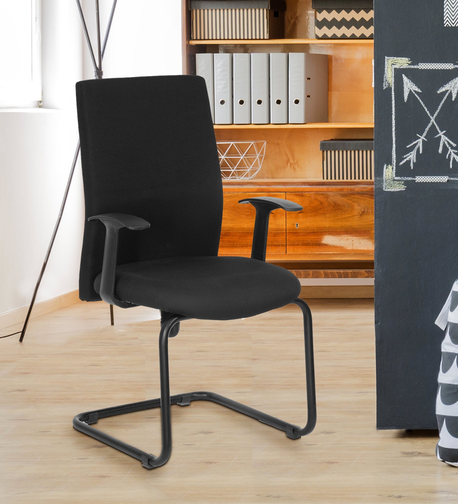Optima Fabric Cantilever Chair in Black Colour