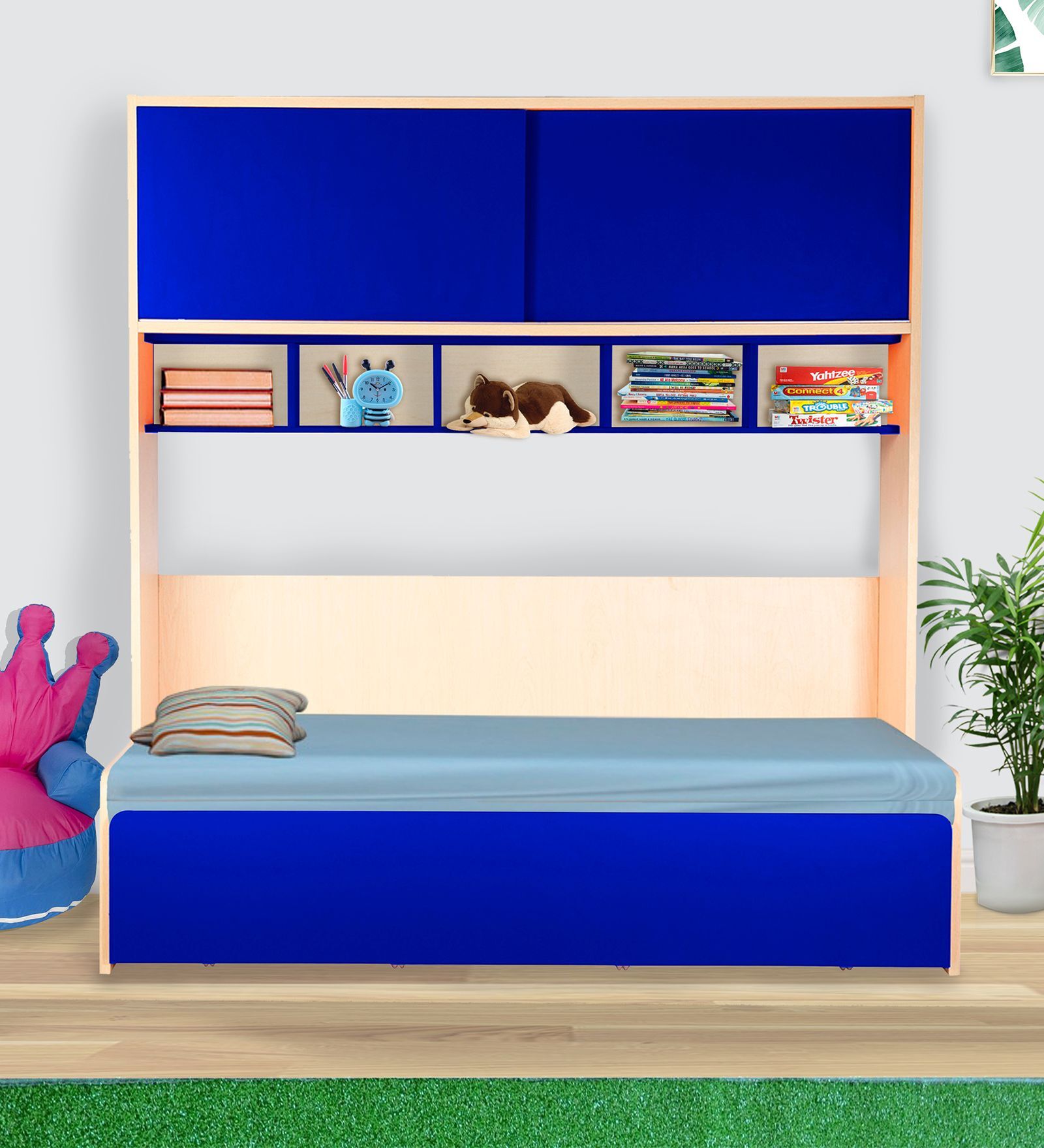 Optima Kids Sofa cum Bed in Blue Colour with Box Storage