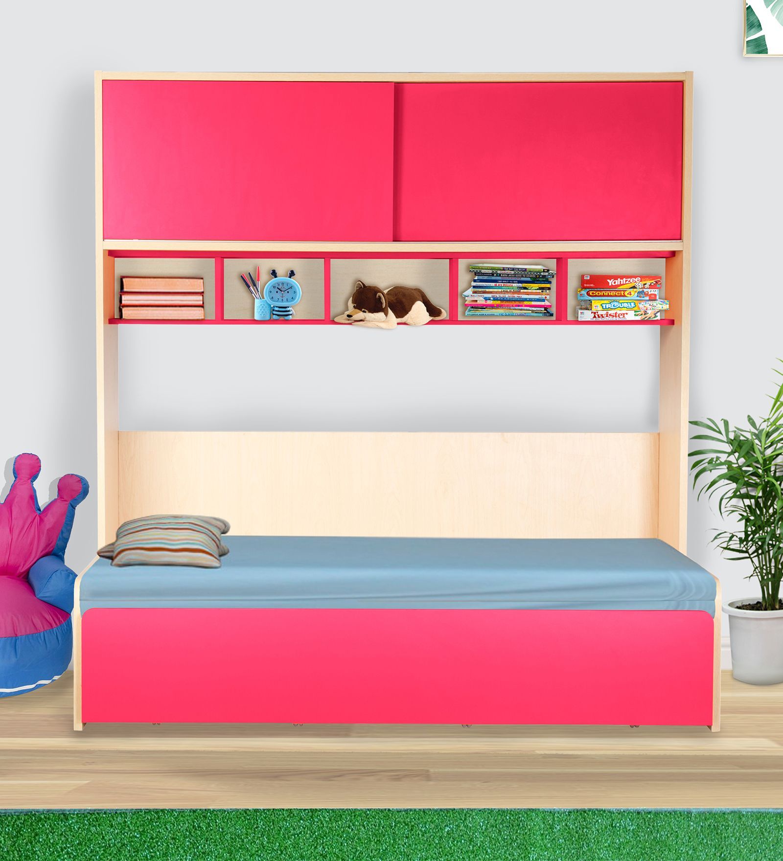 Optima Kids sofa cum Bed in Pink Colour with Box Storage