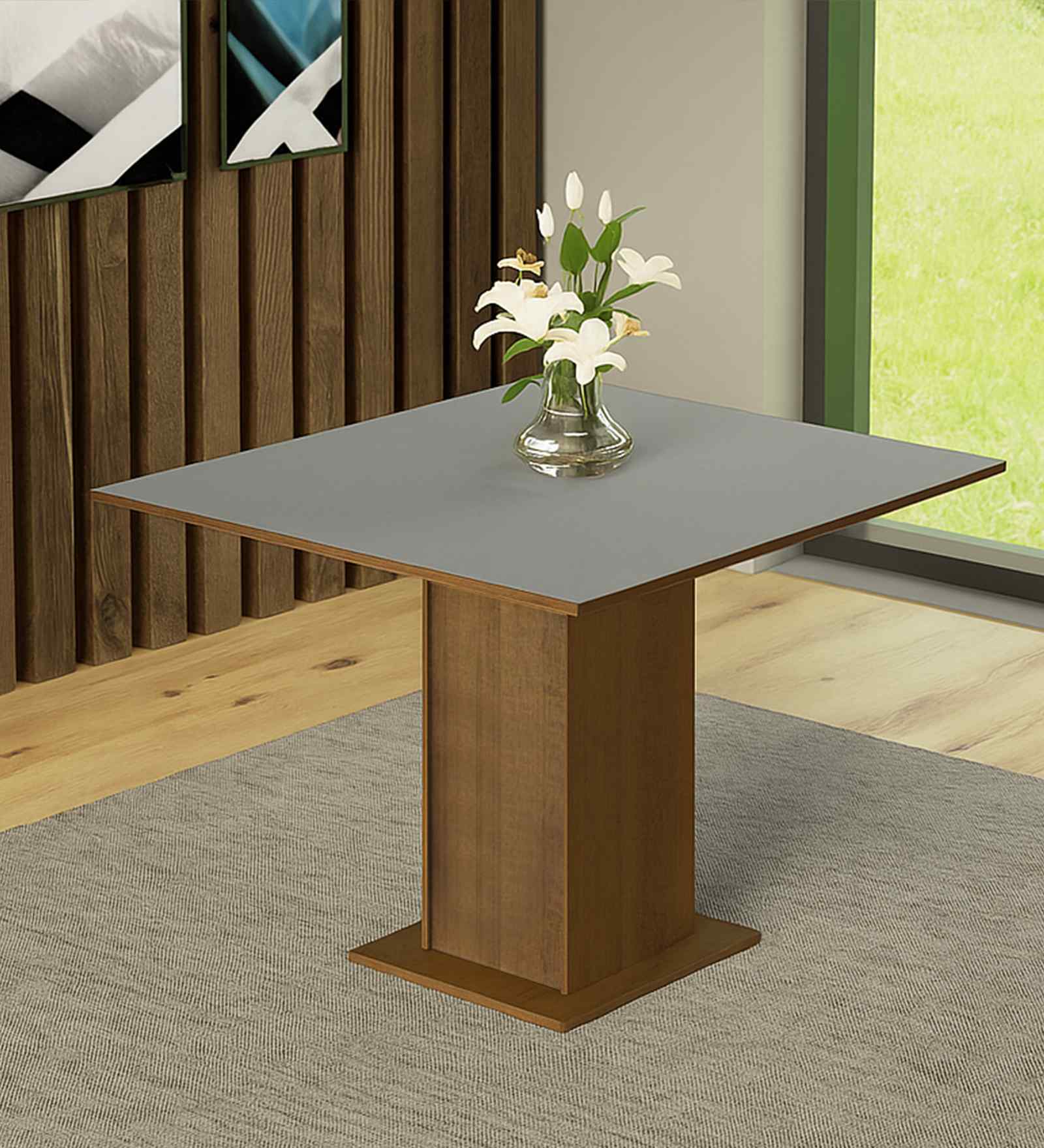 Opulen 6 Seater Dining Table In Brown & Gray Finish