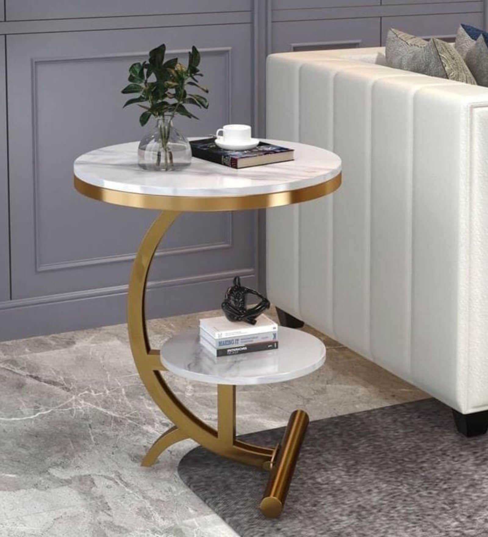 Opulence C-Shaped Table In PVD Finish