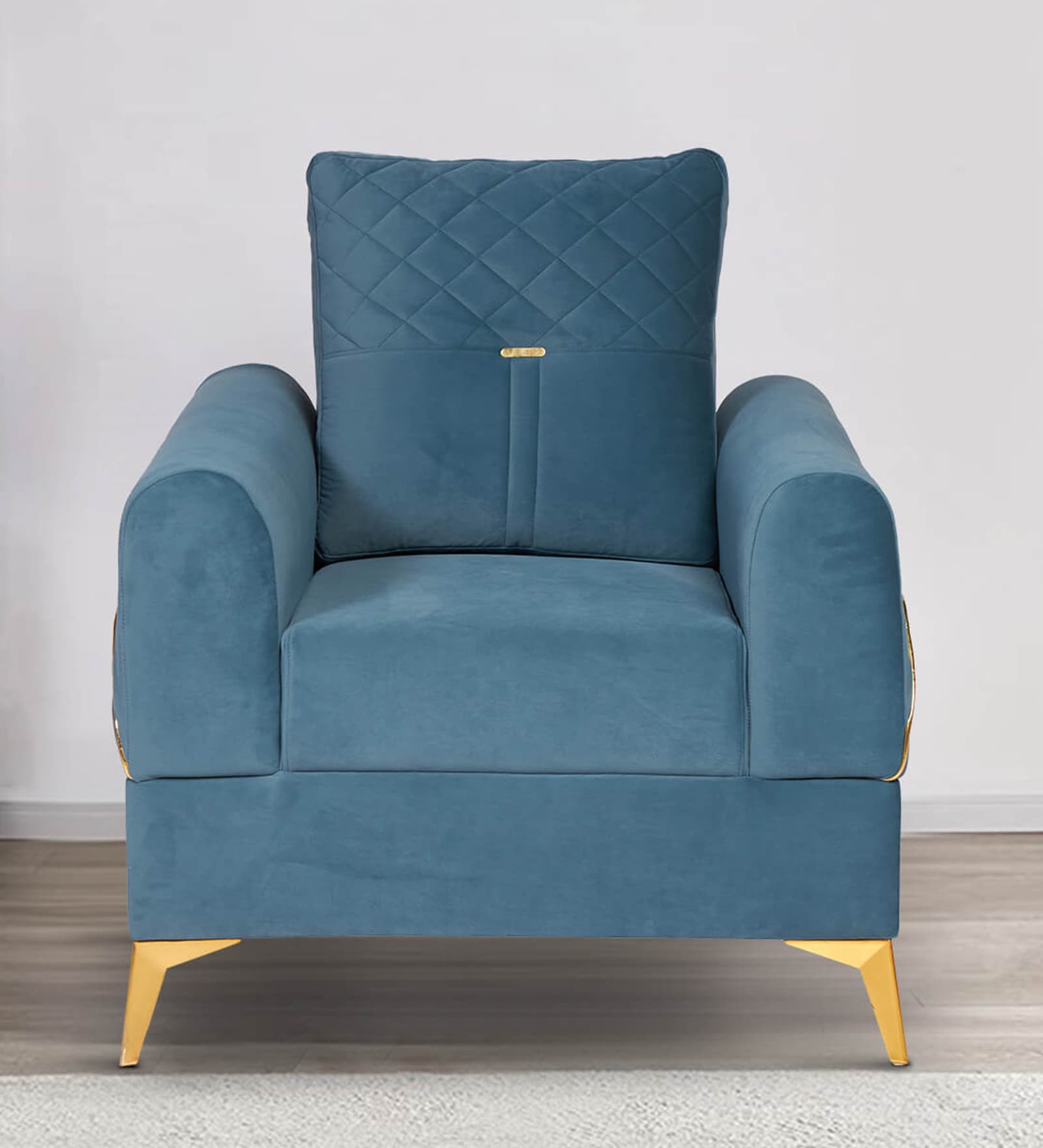 Opulent Fabric 1 Seater Sofa In Blue Colour
