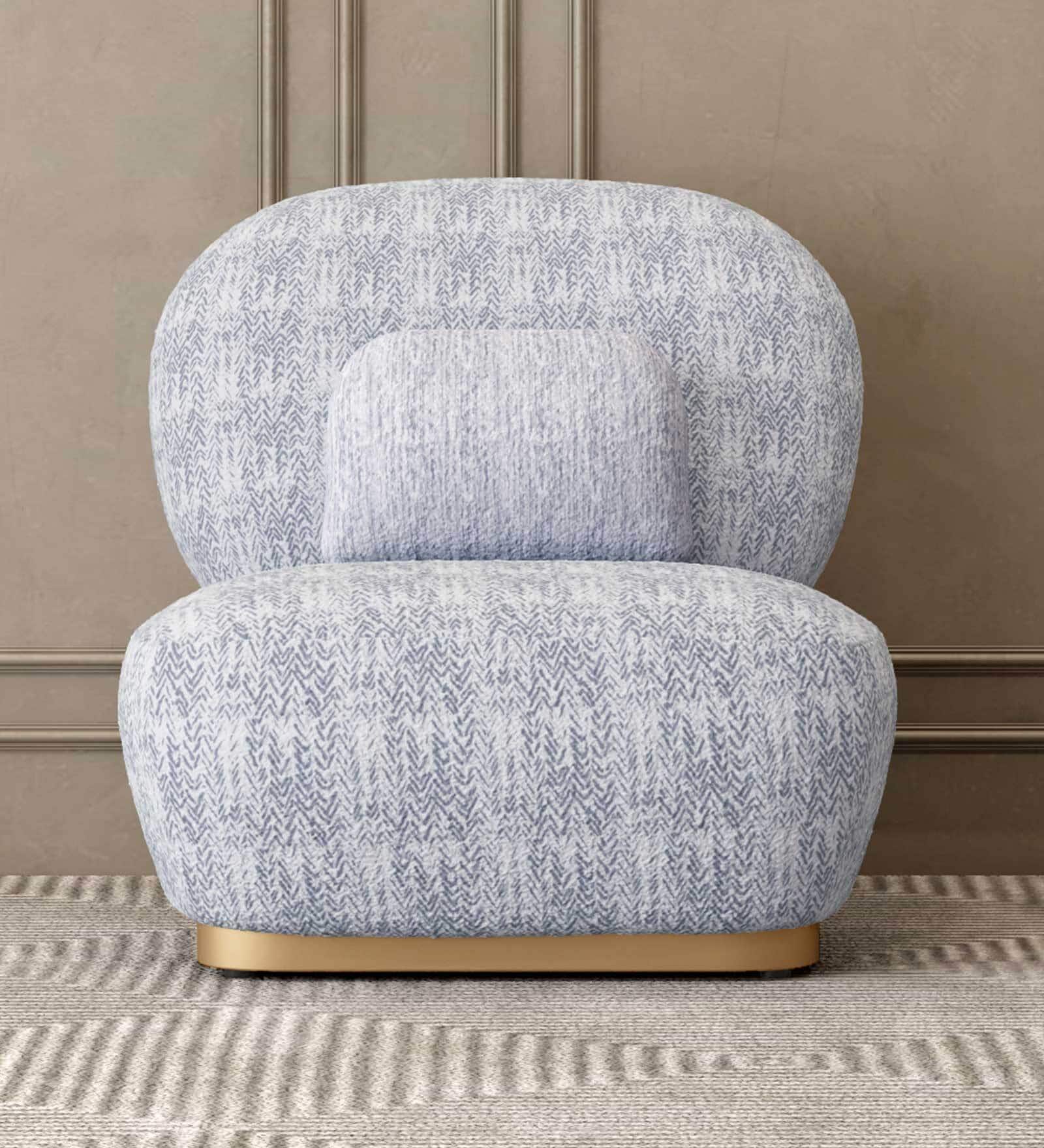 Opus Boucle Fabric 1 Seater Sofa With Flint Colour In Matte Finish Opus Boucle Fabric 1 Seater Sofa With Flint Colour In Matte Finish