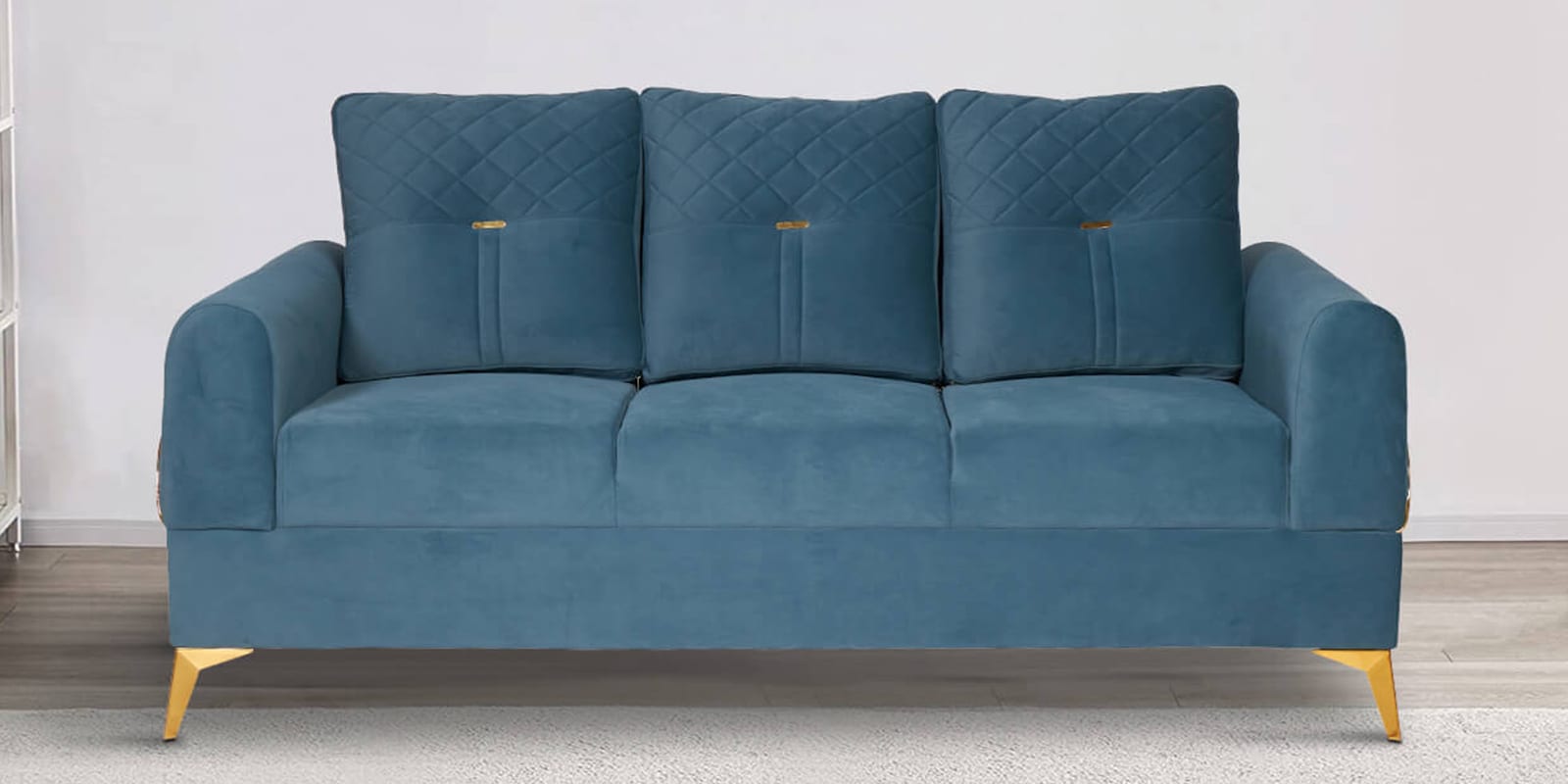 Opulent Fabric 3 Seater Sofa In Blue Colour