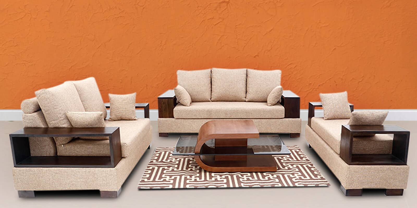 Buy Opulent Sofa Set (3 Seater+ 2 Seater+ Divan) by Elegance by Looking