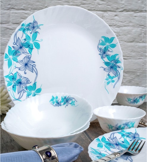 Opalware Dinner Set with Print (Set of 2pcs Dinner Plate, 2pcs Veg. Bowl & 2pcs Multipurpose Bowl)