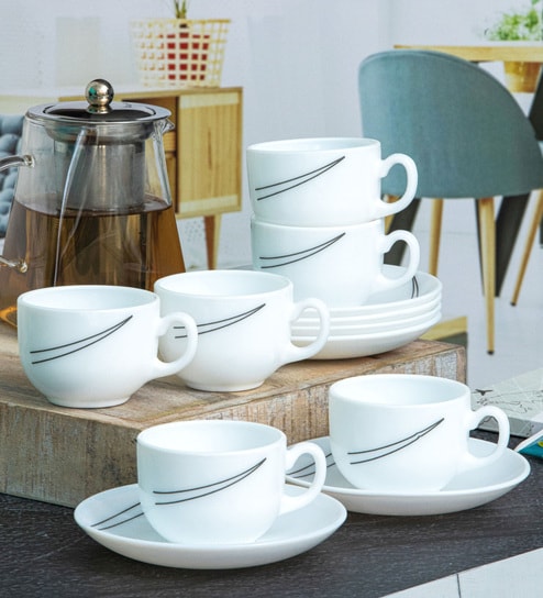 Opalware Royale Costa Cup Saucer (set of 6pcs Cup & 6pcs Saucer)