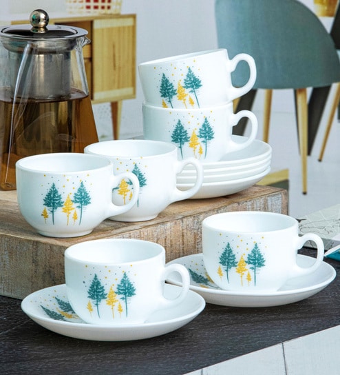 Opalware Royale Costa Cup Saucer (set of 6pcs Cup & 6pcs Saucer)