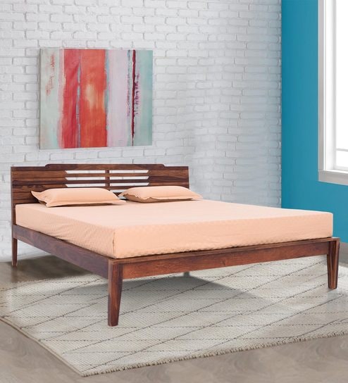 Roman Queen Size Bed In Brown Finish By Royaloak