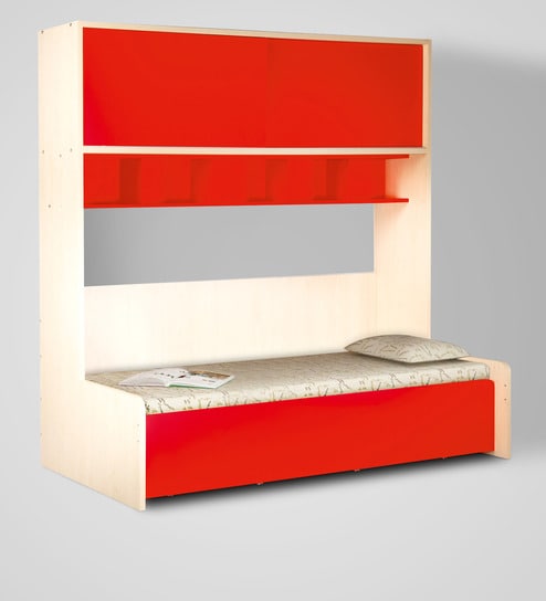 Buy Optima Trundle Bed With Hydraulic Storage In Red By Yipi