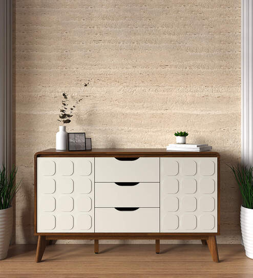 Opus Sideboard In White & Walnut Colour