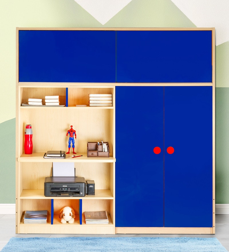 Buy Optima Supreme Wardrobe Study Table Set In Blue By Yipi Online