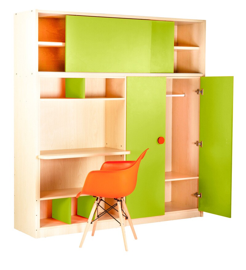 Buy Optima Supreme 2 Door Wardrobe and Study table in Green Colour by