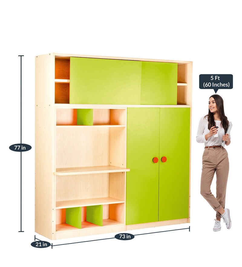 Buy Optima Supreme 2 Door Wardrobe and Study table in Green Colour by