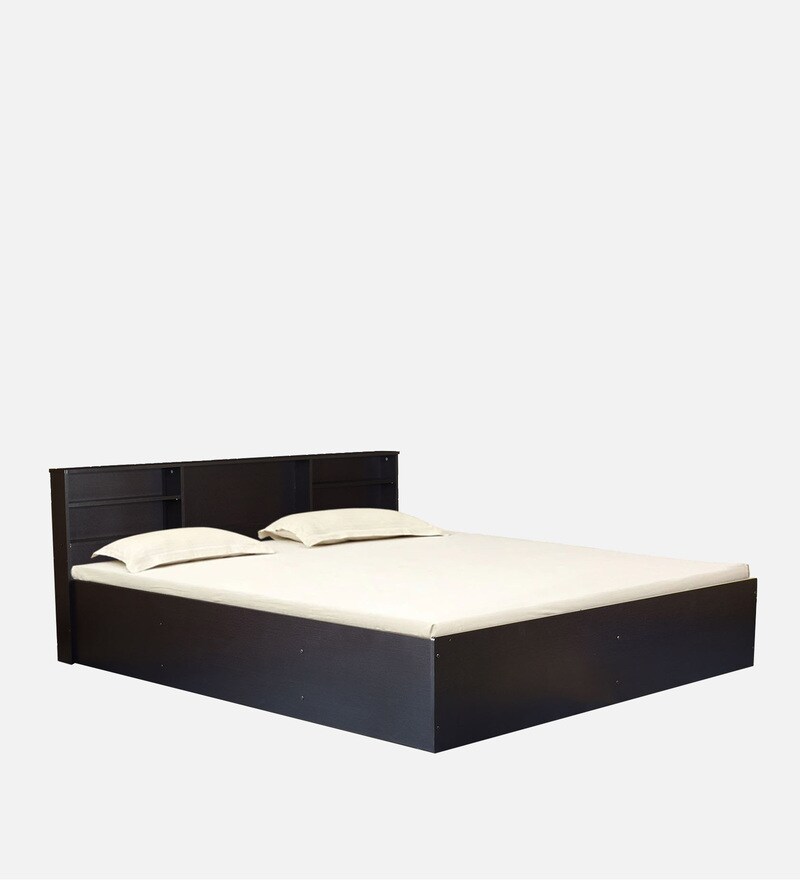 Buy Opus King Size Bed in Wenge Finish with Box Storage Online Modern