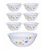 Opal Glass 7pcs Dessert Set of 6pcs Veg. Bowl & 1pcs Serving Bowl.