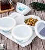 Opal Glass 9pcs Tiffany Dry Fruit Set of 4pcs Storage Bowl, 4pcs Lid & 1pc Plastik Tray