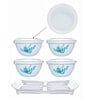 Opal Glass 9pcs Tiffany Dry Fruit Set of 4pcs Storage Bowl, 4pcs Lid & 1pc Plastik Tray