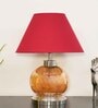 Desmond Maroon Cotton Shade Night Lamp With Metal & Glass Base
