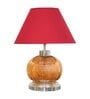 Desmond Maroon Cotton Shade Night Lamp With Metal & Glass Base