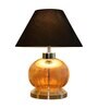 Amalia Black Cotton Shade Night Lamp With Metal & Glass Base