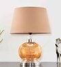 Alice Beige Cotton Shade Night Lamp With Metal & Glass Base